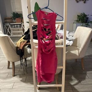 Fashion Nova Hot Pink Backless Dress